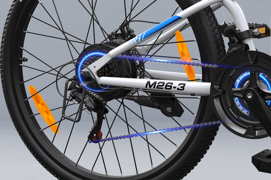 This ebike is equipped with a precision-engineered Shimano 21-speed drivetrain